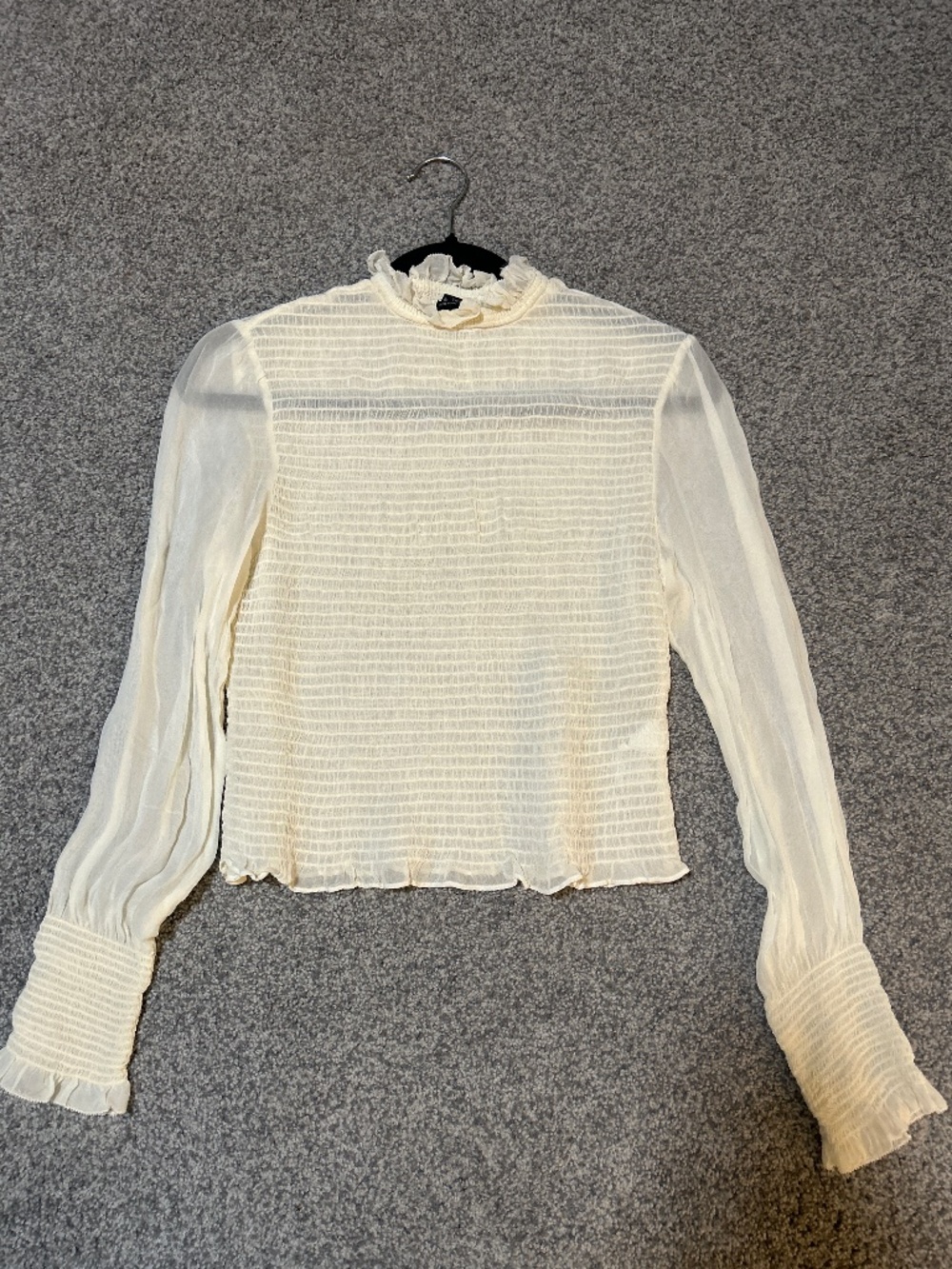Rag &Bone shirred chiffon ivory blouse Sz M